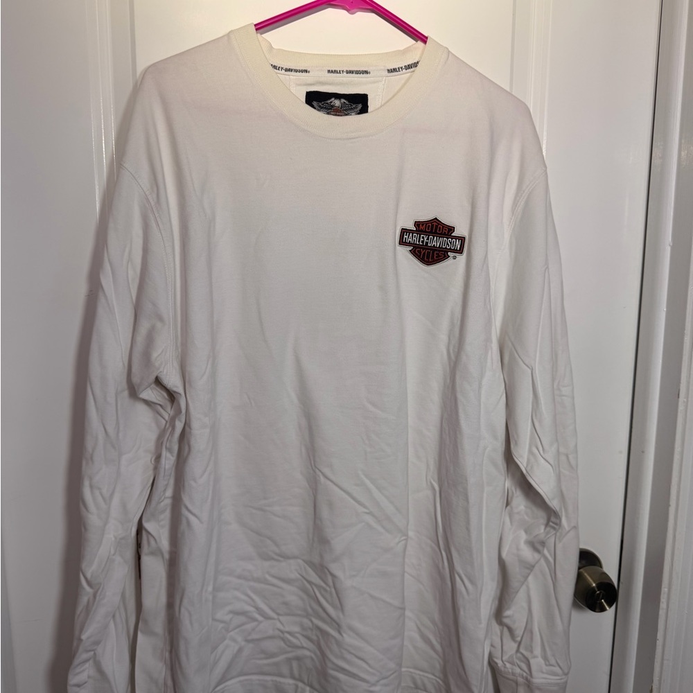 Harley-Davidson White Long-Sleeve Tee with Chest Logo, size XLT
